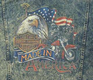Mens M   Blue   100% Cotton   Harley Davidson brand (made in ?)