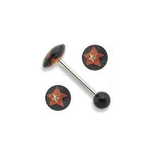  STAR ACRYLIC TOP TONGUE BARBELL 14g 1 3/8 ~34mm Jewelry