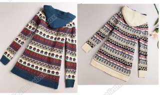   Korea Top Small Houses Pattern Hood Sweater Coat 3 Colors Most Popular