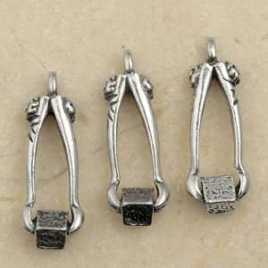  ICE CUBE TONGS Silver Plated Pewter Charms (3)