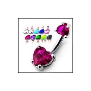  Jeweled Hearts Spinal Belly Button Ring Piercing Jewelry Jewelry