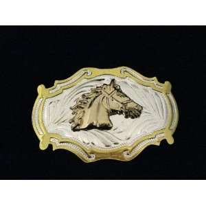   Western Cowboy Gold and Silver Finishing Belt Buckle 