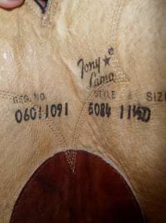 TONY LAMA mens 11.5 D Brown Leather Western COWBOY Boots 11 1/2  