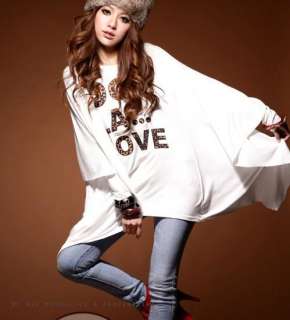   neck loose cotton T shirts Leopard letters Baggy shirts tops  