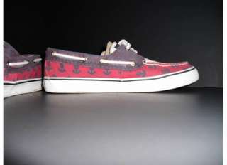 WOMENS BAHAMA SPERRY TOP SIDER RED BLUE ANCHOR NAUTICAL BOAT SHOES 8 