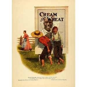  1918 Ad Cream Wheat Rastus Tom Sawyer Huck Finn Fishing 