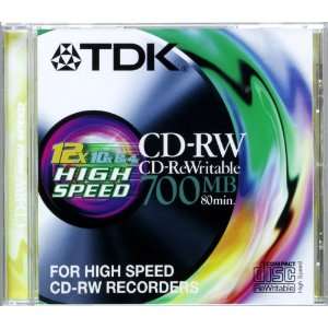  TDK   CD RW   700 MB ( 80min ) 12x   jewel case   storage 