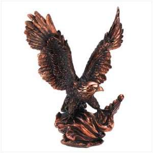 Bronze finish Flying American BALD EAGLE w/ Flag STATUE  