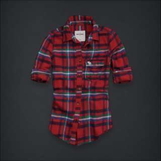 NWT Abercrombie Kids Girl XL Bright Red Plaid Shirt Top  