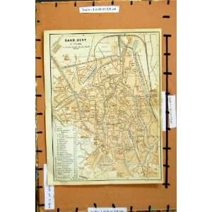  Map 1894 Street Plan Gand Gent Netherlands Escaut River 