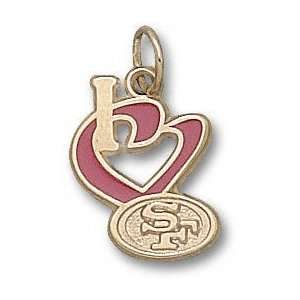  San Francisco 49ers Solid 14K Gold I Heart Logo 3/4 