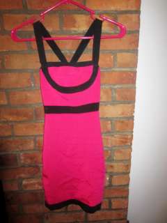 BEBE pink black bandage dress sz XS  
