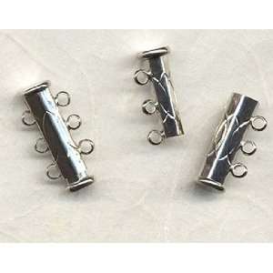  Silver Plated Decorative 3 Strand Tube Clasp with Magnet 