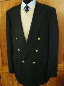 Barrister Mens Black Gold Button Double Breasted Blazer Sport Coat 