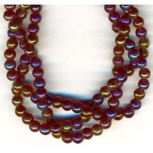   Round Czech Glass Beads   100 Luster Iris Garnet 