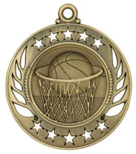 Galaxy Gold Silver Bronze Basketball Medals w/Ribbn  