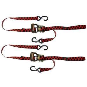   Red Check Dual Safety Clip Tie Down with Built In Soft Tie   Pack of 2
