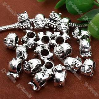 20pc White Gold Plated Pretty Cat Fish European Bead Fit Charm 