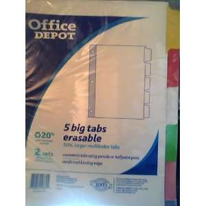  Office Depot 5 Big Tabs Erasable (50% larger multicolor 