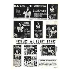  Ill Cry Tomorrow Movie Poster, 12 x 18 (1955)