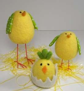 Yellow Felt Easter Chicks with Chick in an Egg Shell Easter 