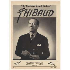  1948 French Violinist Jacques Thibaud Photo Booking Print 