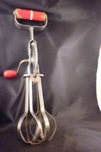 COLLECTIBLE Vintage ECKO Red Wood Handled Hand Mixer Beater  