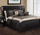 7Pcs Queen Theo Black and Gray Jacquard Comforter Set