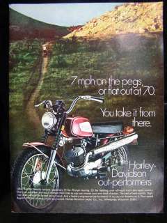 1970 HARLEY DAVIDSON RAPIDO MOTORCYCLES PHOTO AD  
