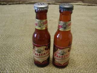 Vintage Falstaff Beer Salt Pepper Shakers Antique Glass  