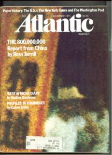 THE ATLANTIC magazine   November 1971 with REPORT FROM CHINA on the 