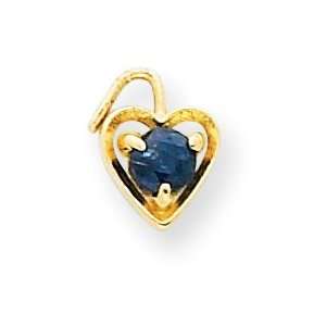  14k Yellow Gold September Birthstone Heart Charm Jewelry