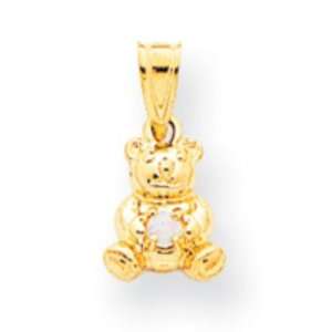  14k Gold Opal Birthstone Bear Charm Jewelry
