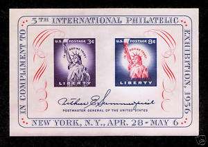 Statue of Liberty on Postal Souvenir Sheet from 1956  