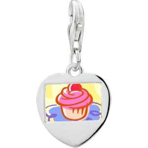 Pugster 925 Sterling Silver Gold Plated Food Cupcake Photo Heart Frame 