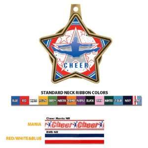  Star Insert Custom Cheer Medals M 5501CH SILVER MEDAL / BLACK RIBBON 