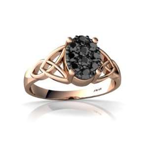  14k Rose Gold Black Diamond Celtic Trinity Ring Size 9 