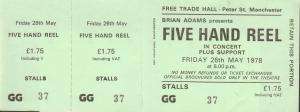   REEL free trade hall manchester 26th may 1978 ticket     unused origin