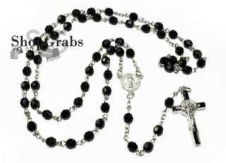   Black Beads Saint Benedict Rosario San Benedito Jesus Silver accent