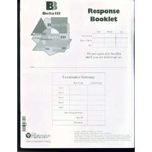  Beta Response Booklet The Psychological corporation 