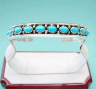 Ray Bennett Sterling Silver 11 Turquoise Bracelet  