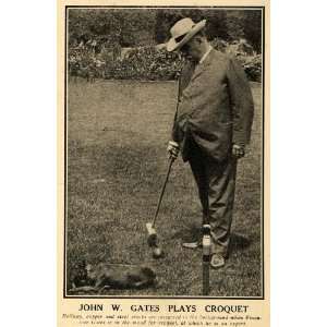  1908 Print John W. Gates Millionaire Croquet Game Dog 
