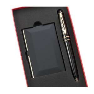  Black Card Case & Pen Gift Set   Personalized Friendship 