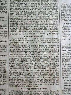1876 newspaper SIOUX INDIAN WAR Chief SITTING BULL plan  