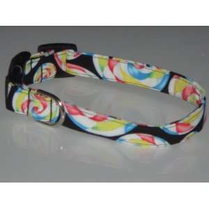  Black Rainbow Pinwheel Lollipop Candy Dog Collar X Large 1 