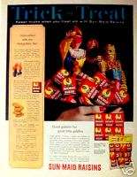 1966 Sun Maid Raisins Halloween Trick or Treat Print AD  