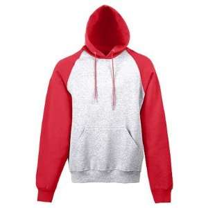 Custom Heavyweight Color Blocked Youth Hoodie ATHLETIC HEATHER/ RED YS