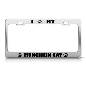 Munchkin Cat Chrome Animal Metal license plate frame Tag Holder