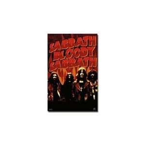 Black Painted Wood Framed Black Sabbath Bloody Music Poster 22x34 