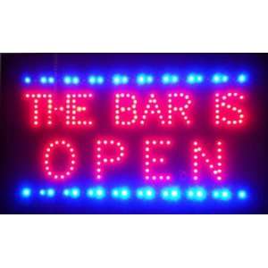  The Bar Is Open LED Sign (Red & Blue) (16H x 26W x 1D 
